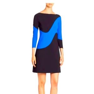 La Petite Robe di Chiara Boni Black Blue Colorblock A-Line Dress